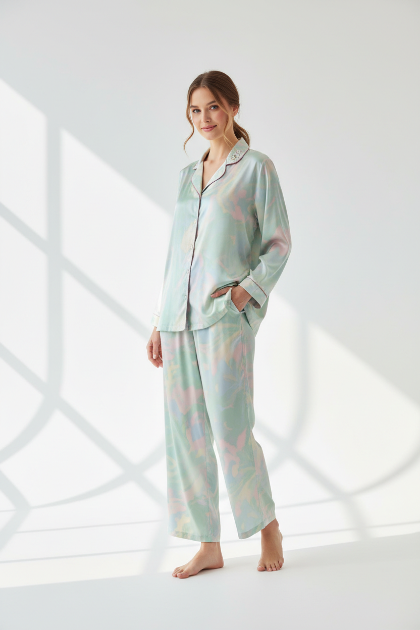 Modelo con pijama - Fondo blanco